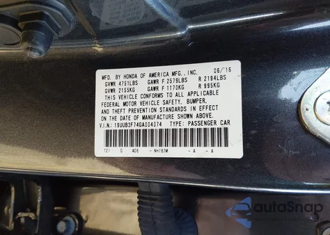 2016 Acura Tlx V6 Advance из США, поврежденный, VIN 19UUB3F74GA004074